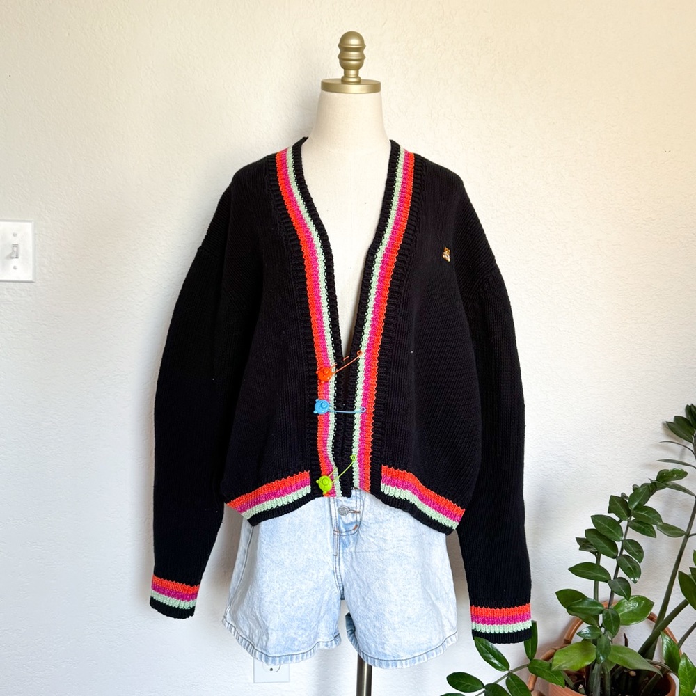 L/XL Teddy Fresh 2017 Teddy bear safety pin cardigan sweater NWT